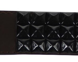 Brown 3 row pyramid studded leather belt W/black studs, XX-Large (Waist 41-45)