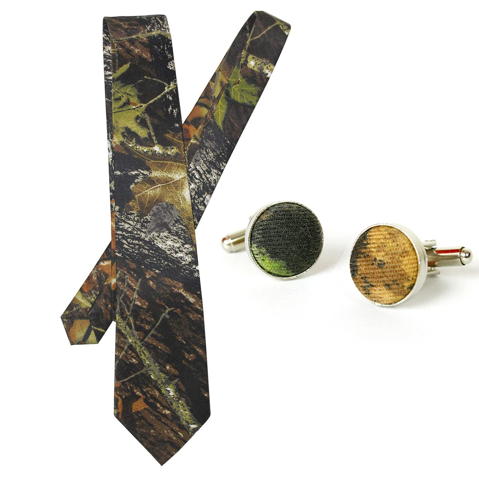 GSQWAHS Mens Ties Hunter Green Tie Dark Camo Army Green Ties for Men Camouflage Necktie Wedding Hunting Dress Oak Neck Tie Forest Men's Neckties