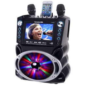 Karaoke USA GF842 DVD/CDG/MP3G Karaoke Machine with 7" TFT Color Screen, Record, Bluetooth and LED Sync Lights