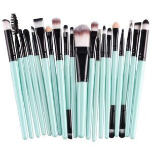 cinidy 20 pcs makeup brush set tools make-up toiletry kit wool make up brush set (black)