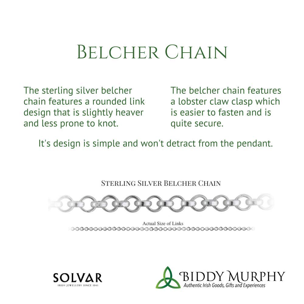 Biddy Murphy Irish 925 Sterling Silver Celtic Trinity Knot Cross Pendant Necklace, Traditional Woven Triquetra Detail, 20" Inch Rolo Chain, Fine Jewelry Imported from Ireland