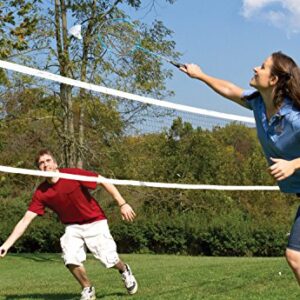 EastPoint Sports Deluxe Volleyball Badminton Net Set - Features Weather Proof Material and a Full Set Storage Bag - Includes 1 Volleyball, 4 Badminton Rackets, and 2 Badminton Shuttlecocks