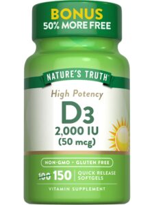 nature's truth vitamin d3 2000 iu softgels | 150 count | high potency | non-gmo and gluten free supplement