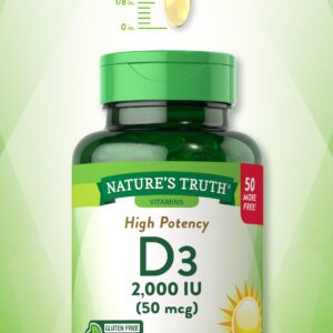 Vitamin D3 2000 IU | 300 Softgels | High Potency Formula | Non-GMO and Gluten Free Supplement | by Nature's Truth