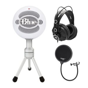 Blue Microphones Snowball Ice Microphone with Knox Pop Filter & Studio Headphones