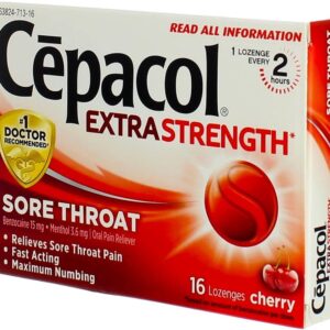 Cepacol Maximum Strength Throat Drop Lozenges, Cherry, 16 Count (Pack of 5)