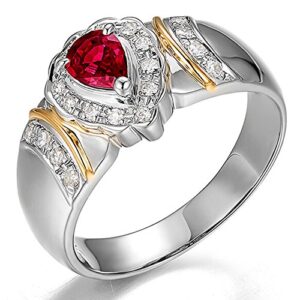 unique vintage genuine ruby gemstone for women 14k white and yellow gold natural diamond engagement wedding promise ring