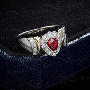 Unique Vintage Genuine Ruby Gemstone for Women 14K White and Yellow Gold Natural Diamond Engagement Wedding Promise Ring