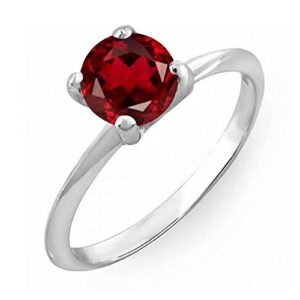 Dazzlingrock Collection 6 MM Round Garnet Solitaire Engagement Ring in 925 Sterling Silver, Size 7