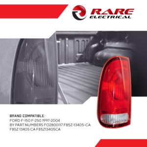 RAREELECTRICAL New Left Tail Light Compatible With Ford F-150 F-250 1997-2004 By Part Numbers Fo2800117 F85z-13405-Ca F85z 13405 Ca F85z13405ca