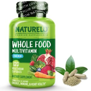 NATURELO Mens Multivitamins - Whole Food Multivitamin for Men with Vitamins, Minerals - 120 Vegetarian Capsules for Energy, Brain, Heart, Eye Health*