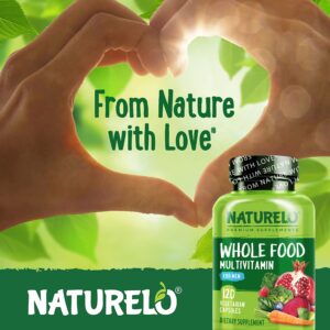 NATURELO Mens Multivitamins - Whole Food Multivitamin for Men with Vitamins, Minerals - 120 Vegetarian Capsules for Energy, Brain, Heart, Eye Health*