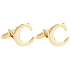 salutto men's gold letter c cufflinks 1 pair with gift box (c)