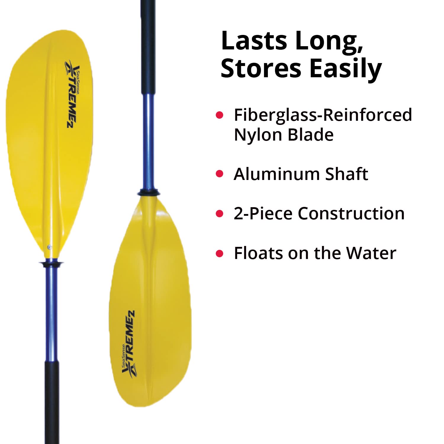 SeaSense XTreme 2 Kayak Paddle, Yellow-Blue, 84” - Fiberglass Reinforced Nylon Blades, 2-Piece Construction - Great for Sport, Sea, Whitewater, Recreational & Fishing Kayaking