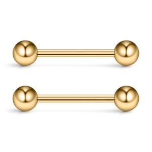 ruifan gold plated 316l stainless steel nipple shield barbell ring bar body piercing 14g 2pcs