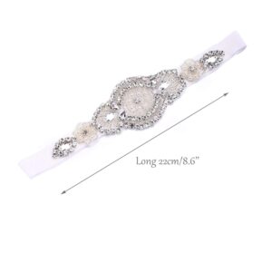 Missgrace Flower Gilr Silver Crystal Rhinestones Headband Wedding Hair Accessories Hair Jewelry for Wedding and Girls