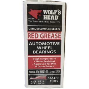 Wolf's Head Red Grease NLGI #2 (836-88301-91) 14 Oz Tube, Pack of 10