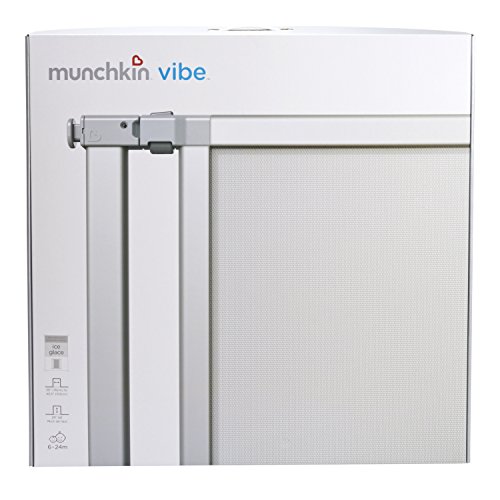 Munchkin® Vibe Baby Gate, Turn Key Mounted Safety Gate for Stairs, Hallways and Doors, Walk Through with Door, Mesh and Steel, Silver Ice , 29x40.5 Inch (Pack of 1)