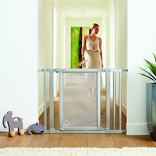 Munchkin® Vibe Baby Gate, Turn Key Mounted Safety Gate for Stairs, Hallways and Doors, Walk Through with Door, Mesh and Steel, Silver Ice , 29x40.5 Inch (Pack of 1)