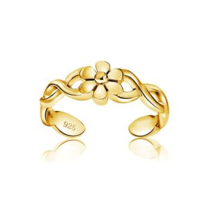 hoops & loops gold flash sterling silver braided daisy flower toe ring