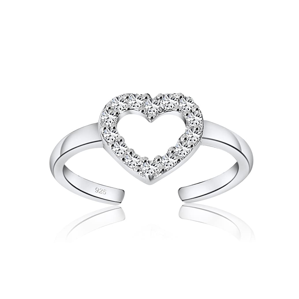 Hoops & Loops Sterling Silver Cubic Zirconia Heart Toe Ring