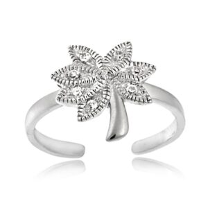 hoops & loops sterling silver cubic zirconia palm tree toe ring