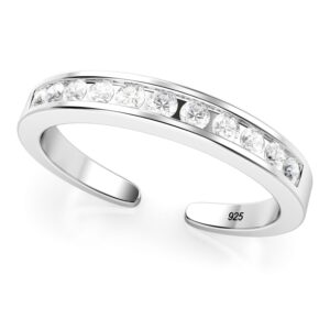 metal factory sterling silver cubic zirconia adjustable toe band ring