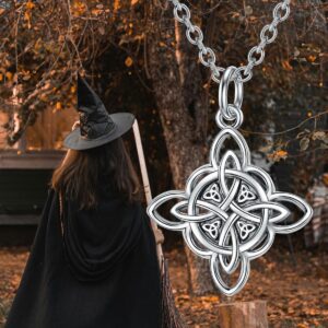 YFN Witch Knot 925 Sterling Silver Witch Knot Pendant Celtic Jewelry Gift for Women