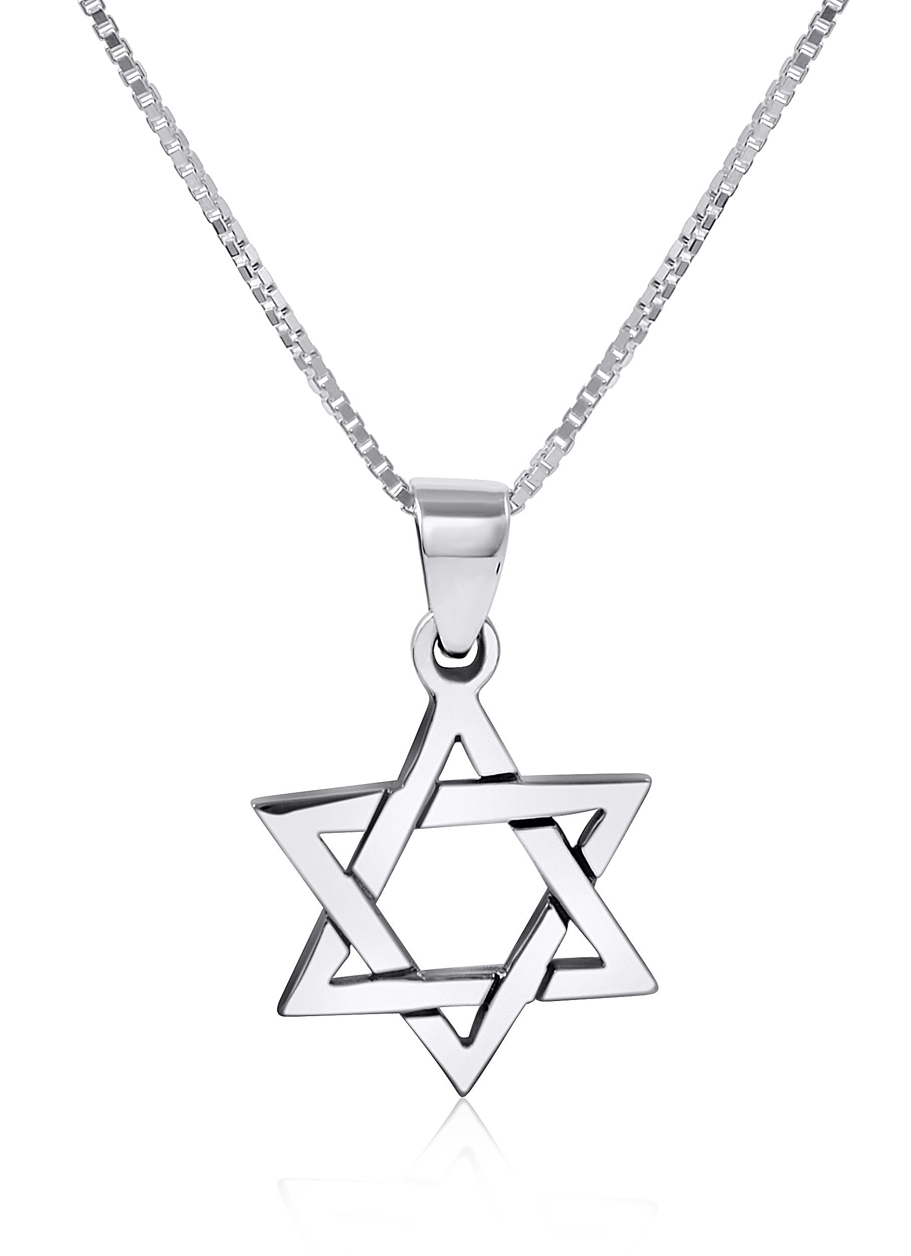 AJDesign Star of David Necklace Pendant 925 Sterling Silver Jewish Jewelry for Men Women Religious (18 Inches Chain)