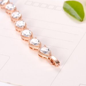 SELOVO Teardrop Rose Gold Tone Chain Tennis Bracelet for Women Lady