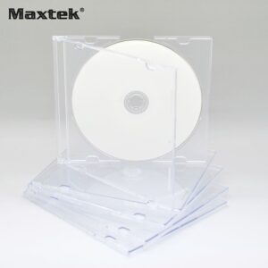 Maxtek Ultra Thin 5.2mm Slim Clear CD Jewel Case with Built in Frost Clear Tray, 100 Pack.