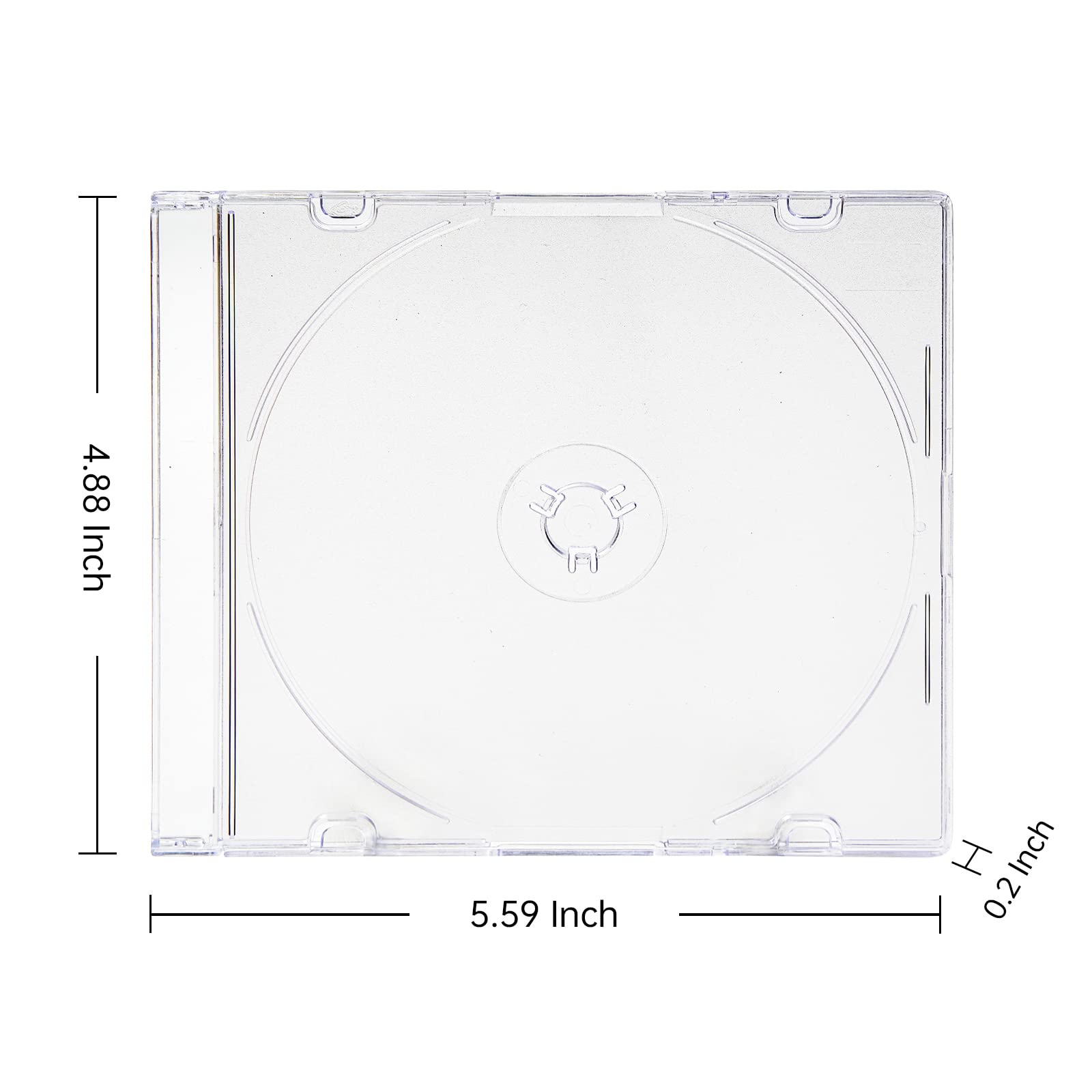 Maxtek Ultra Thin 5.2mm Slim Clear CD Jewel Case with Built in Frost Clear Tray, 100 Pack.