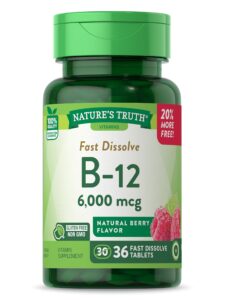 nature's truth b12 vitamin 6000 mcg | 36 tablets | fast dissolve natural berry flavor | vegetarian, non-gmo & gluten free