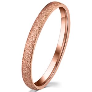 womens 2mm stainless steel sand blast finish rose gold wedding band engagement domed ring size 8