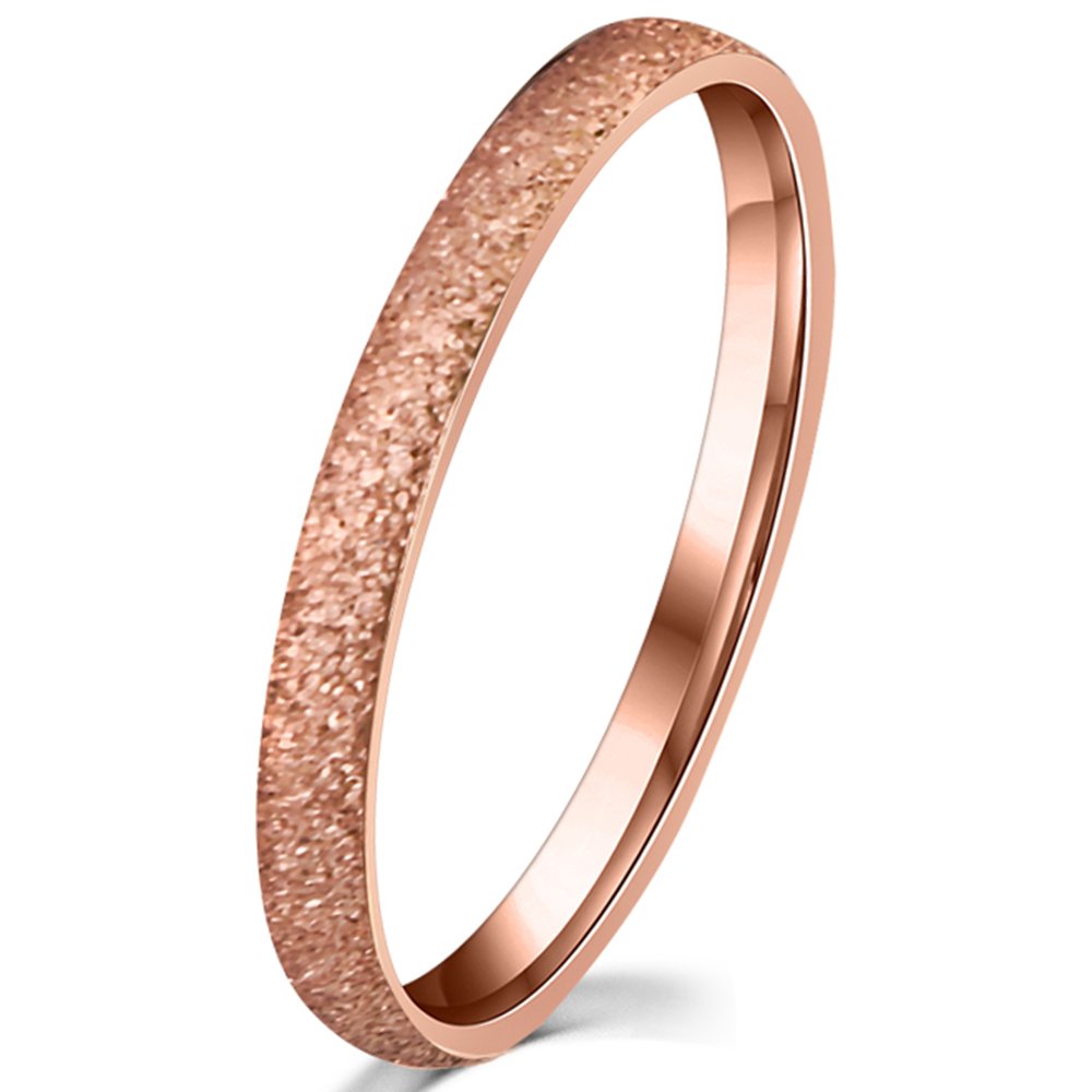 Womens 2mm Stainless Steel Sand Blast Finish Rose Gold Wedding Band Engagement Domed Ring Size 8