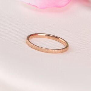 Womens 2mm Stainless Steel Sand Blast Finish Rose Gold Wedding Band Engagement Domed Ring Size 8