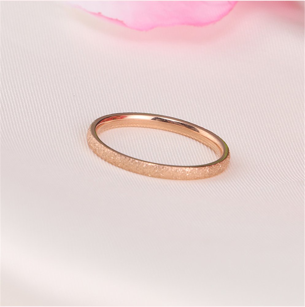 Womens 2mm Stainless Steel Sand Blast Finish Rose Gold Wedding Band Engagement Domed Ring Size 8