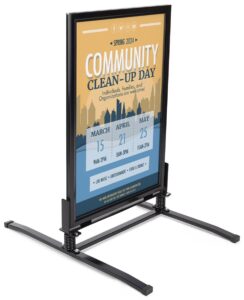 displays2go 24 x 36 inch sidewalk sign, waterproof, snap frame, spring base, 2 sided, black (ows2436b)