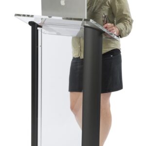 Displays2go Acrylic Podium, Aluminum Sides, Acrylic Front Panel, Black (LECTALACB)