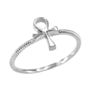 Dainty 925 Sterling Silver Egyptian Ankh Cross Ring (Size 9)