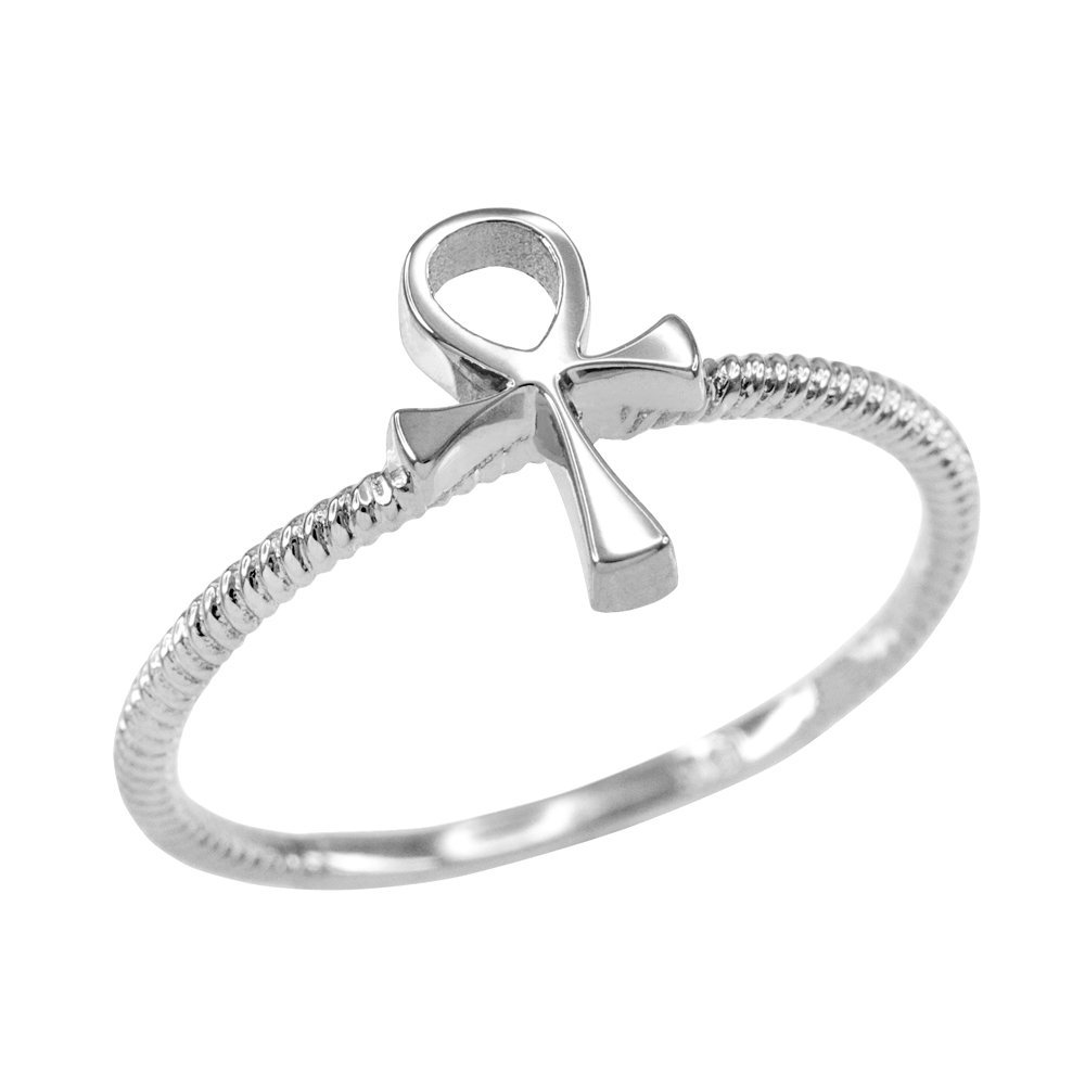 Dainty 925 Sterling Silver Egyptian Ankh Cross Ring (Size 9)