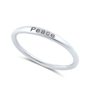 SILVERCLOSEOUT Sterling Silver Thin Stackable Peace Ring - Size 7