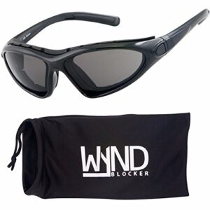 WYND Blocker Vert Motorcycle & Outdoor Sports Wrap Around Sunglasses (Black/Smoke Lens)