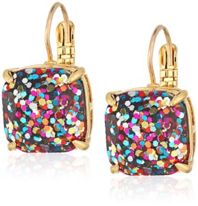 kate spade new york small square leverback multi-glitter drop earrings