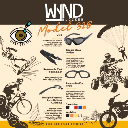 WYND Blocker Vert Motorcycle & Outdoor Sports Wrap Around Sunglasses (Black/Smoke Lens)