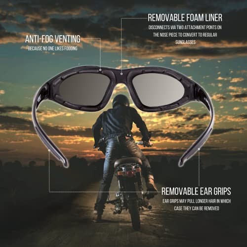 WYND Blocker Vert Motorcycle & Outdoor Sports Wrap Around Sunglasses (Black/Smoke Lens)