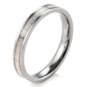 shardon women's 3mm titanium ring with real deer antler inlay size 8