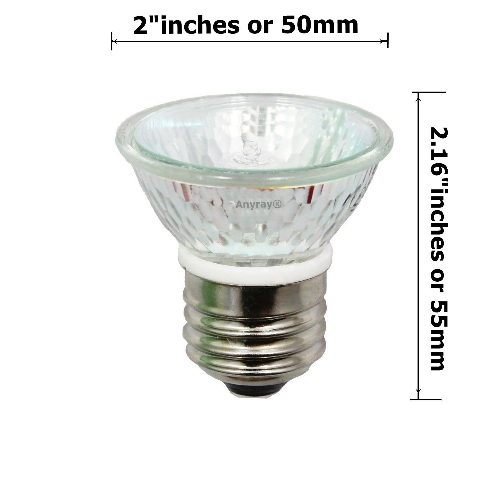 Anyray HR16 120V 25W E26 MR-16 25 Watts PAR16 JDR C Halogen Bulb Lamp EXN FMW BAB Flood with Lens (25 Watts)