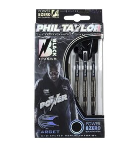 target darts - phil taylor power 8zero black titanium 20g soft tip darts