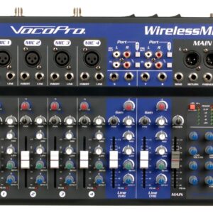 VOCOPRO WirelessMix-2 All-In-One Live Sound / Karaoke Mixer with 2 UHF Wireless Mics & SD Audio Recorder